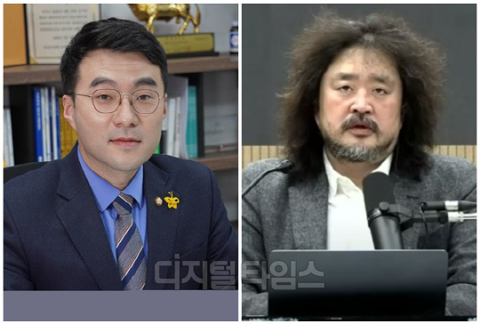 김남국(왼쪽) 더불어민주당 의원과 방송인 김어준씨. <디지털타임스 DB, 유튜브 '겸손은 힘들다 김어준의 뉴스공장>